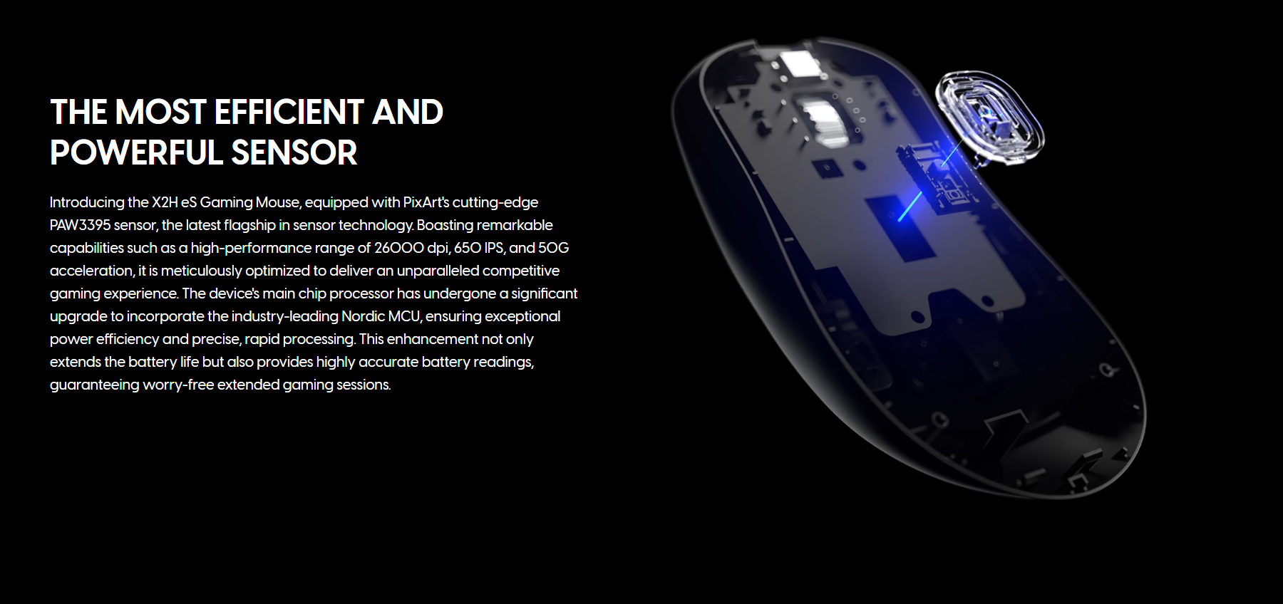 A large marketing image providing additional information about the product Pulsar X2H eS Wireless Gaming Mouse - Black - Additional alt info not provided